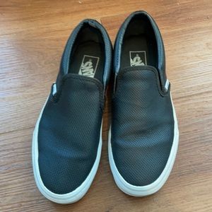 Black leather slip-on vans